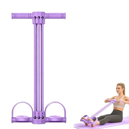 Pedal Resistance Bands with Handles, Upgrade 6-Tube Natural Rubber Foot Pedal Resistance Bands, Multifunction Fitness Bands for Abdomen Waist Arms Legs Training - color: Purple