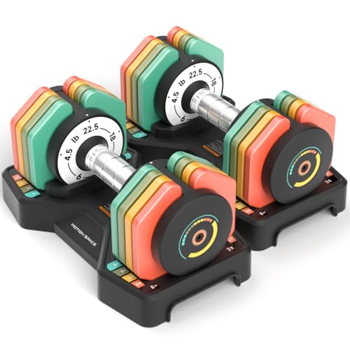 Adjustable Dumbbells Set 22.5LB Pair, 1-Sec Fast Adjustable 5 Free Weights, Premium Comfort Non-slip Metal Handle, Compact Size for Full Body Home Workout