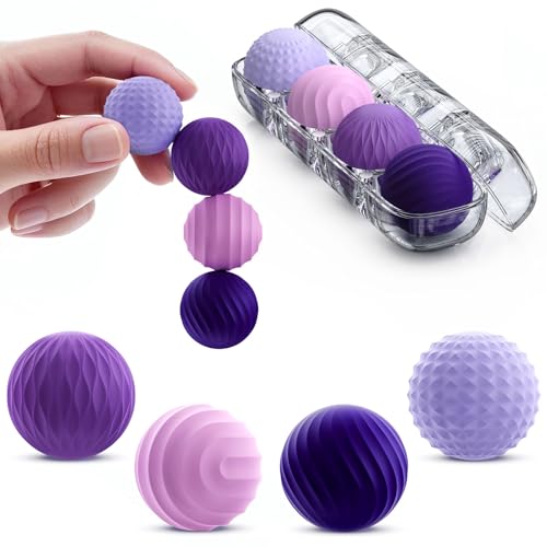 Silicone Magnetic Balls Fidget Toys for Adults & Teens, Stress Relief Sensory Toys for Help Relieve Stress, Anxiety, Tension, Fingertip Touch Training, Concentration Improvement (Set of 4) - color: Purple