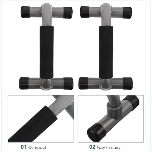 HEMOTON H-shaped Push up Bars Pair, Non-slip Gymnastic Parallette Bars with Sturdy Handles, Portable Home Fitness Equipment for Chest Muscle Training and Floor Workouts