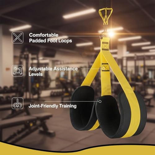 Pull Up Assistance Bands – Heavy Duty Adjustable Pull Up Assist Bands with Foot & Knee Support for Pull Up Bar, Pull Up Resistance Bands for Home Gym, Strength Training Equipment, Yellow