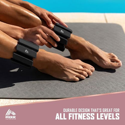 RBX Adjustable Ankle & Wrist Weights, Customizable for Pilates, Yoga, Walking, Barre, Home Workouts & Strength Training