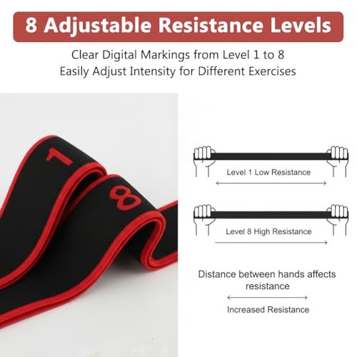 8-Section Elastic Training Band, 3 PCS Elastic Yoga Stretching Strap, Professional Resistance Bands, Exercise Bands Set for Pilates, Rehabilitation and Yoga