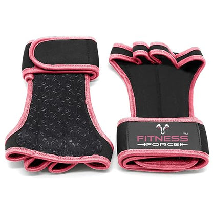 FITNESS FORCE Ventilated Weightlifting Gloves Workout Gloves for Men & Women with Built-in Wrist Wraps Fingerless Gym Gloves for Men Perfect for Exercise Fitness, Weight Lifting