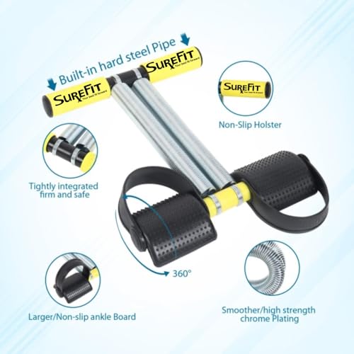 SUREFIT Double Spring Tummy Trimmer with Resistance Tube - Heavy Duty Full Body Workout Abdominal Exerciser-Standard Size - color: EXERCISE-KIT