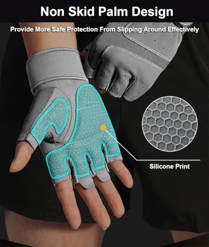 Workout Gloves for Men Women, Anti-Slip Fingerless Gloves for Weightlifting, Mens Workout Gloves Weight Lifting Gloves Gym Gloves for Men, Exercise Gloves Gym Accessories for Men