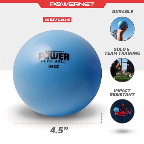 PowerNet Power Plyometrics Weighted Training Ball, Softball & Baseball Training Equipment, Weighted Baseballs to Increase Throwing Velocity - style: 64 OZ Ball Only