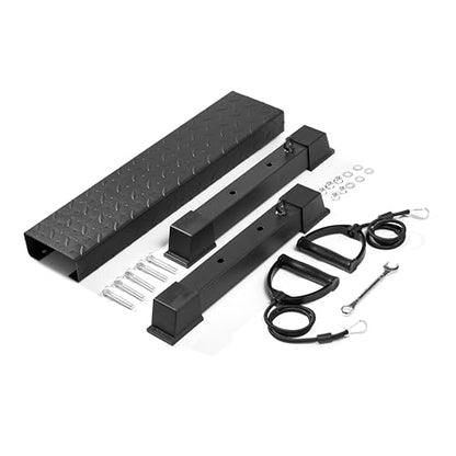 Steel Calf Raise Block – Heavy Duty Calf Stretch Platform for Seated & Standing Calf Raises, Calf Extension, Dumbbell Calf Raise & Leg Strength Training Equipment for Home Gym - color: BLACK-High（elastic band）
