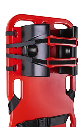 ARS Spine Board Stretcher, First Responder Medical Backboard Head Immobilizer Unit and Spider Straps, EMT Supplies and Equipment for Patient Transfer (Red) - color: Red