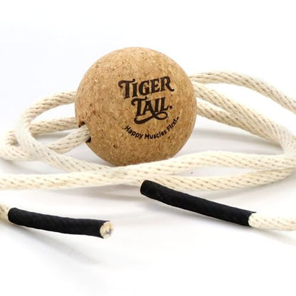 Tiger Tail ReGreen 2.6 Ball Massage-on-a-Rope Cork Roller Ball + 50" Cotton Rope - Deep Tissue Massage: Feet, Legs, Neck, Back – Trigger Point Therapy - Relieve Muscle Soreness & Recovery