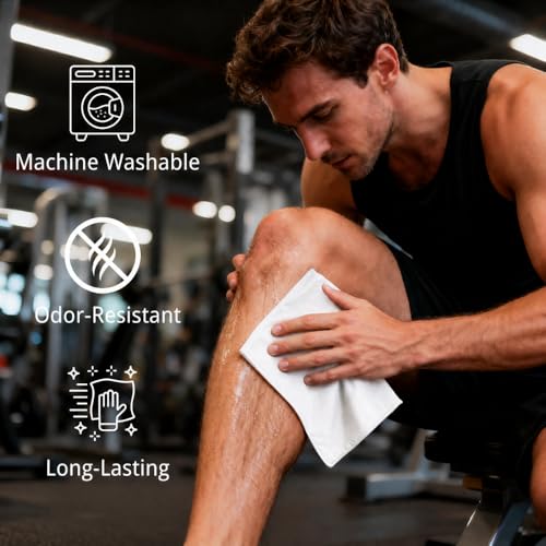 5-Pack Sweat Absorbing Handkerchiefs Quick-Dry Sport Microfiber Pocket-Sized Sweat Hand Towels for Glasses Gym Running Sports Work Travel & Outdoor Activities (White)