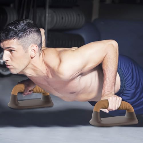 Push Up Bars, Ergonomic Pushup Handles for Home Gym Training - color: A: Light Brown