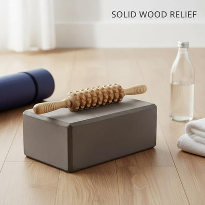 14.2 Inch Solid Wood Roller, Manual Stick for Home Gym, Ergonomic Firm Pressure Tool (1 Pack)