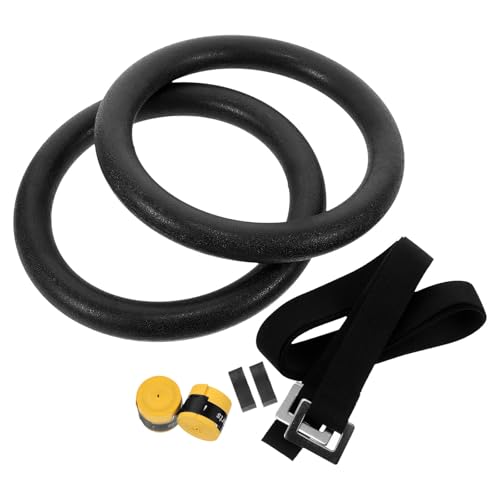 Adjustable Large 0.5m Wooden Gymnastic Rings with Straps, 1 Pair for Home Fitness Calisthenics and Strength Training