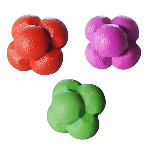 Outanaya 3pcs Hexagonal Reaction Ball Set High Elasticity Fitness Agile Training Balls for Exercise and Agility Training Suitable for Skill Levels Random Color
