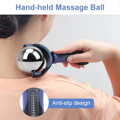 Cold Massage Roller Ball, Cold Therapy Relief, Portable Fitness Ice Roller Ball with Handle, Great Tool for Back/Neck Pain (Blue) - color: Blue
