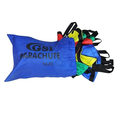 GSi Kids Play Parachute Rainbow Parachute Toy Tent Game for Kids Gymnastics Cooperative Play and Outdoor Playground Activities (6 Feet)