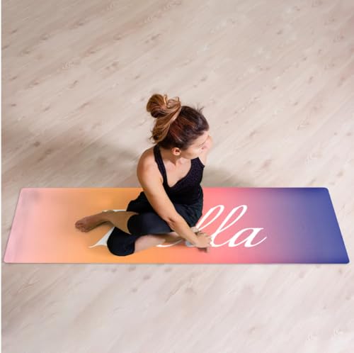 Custom Name Yoga Mat,Personalized Travel Yoga Exercise Mat,Non Slip,Perfect for Kids & Adults,Gradient Color D Series - color: Style 14