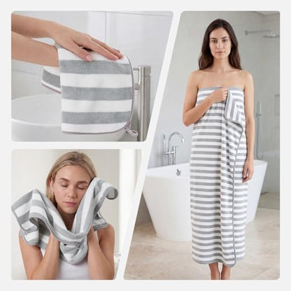 REDKISS Ultra Soft Bath Towel Sets 6-Piece 35"x70" | 100% Microfiber, Highly Absorbent & Quick Dry | Grey Towels for Bathroom, Spa, Gym | 2 Bath, 2 Hand, 2 Washcloths - color: Light Gray