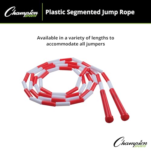 Champion Sports Plastic Segmented Jump Rope - color: Red/White (7 Feet)