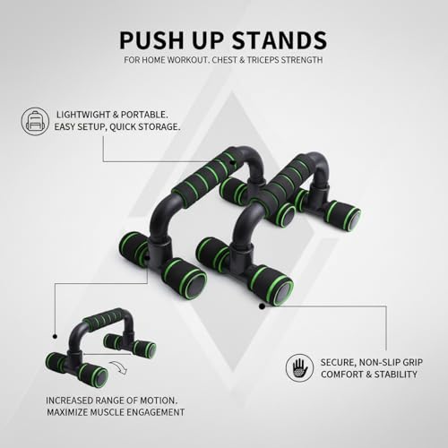 Push Up Stands for Home Workout, TPE Handles Increase Range of Motion, Compact Strength Training Equipment for Chest and Triceps (1 PC) - color: Green