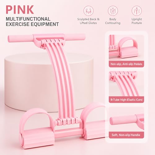 2026 Portable Multi-Functional Fitness Band with Handles and Foot Loops for Foot Stretching, Back Extension & Chest Expansion, Great for Home Office Travel and Yoga Practice - color: Pink