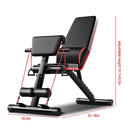 Adjustable Weight Bench, Foldable Exercise Workout Bench Press for Full Body Strength Training, 353lbs Stable Weight Folding Workout Bench with Resistance Band Set for Home Gym