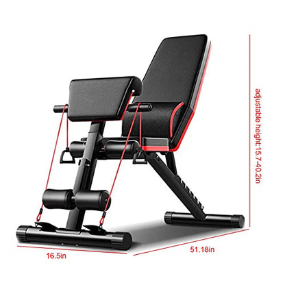 Foldable Workout Weight Bench, Strength Training Bench with Leg Extension and Leg Curl, 7 Backrests Adjustable Exercise Equipment for Full Body Workout, for Small Space Apartment Room, Home, Gym