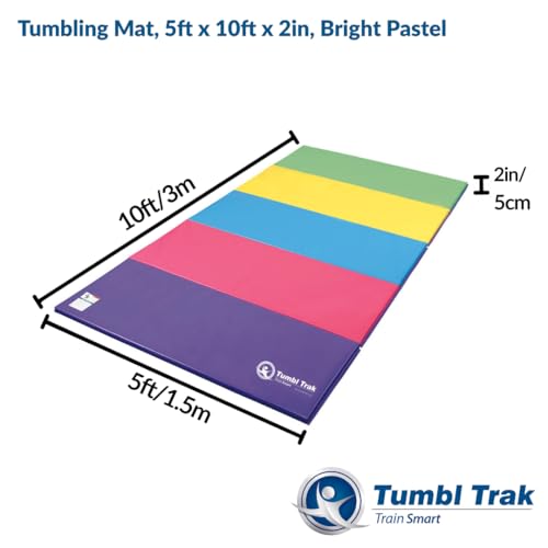 Tumbl Trak Gymnastics Folding Tumbling Panel Mat - color: Bright Pastel, size: 5'x10'x2"