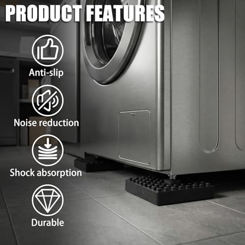 Exercise Equipment Mat Heavy Duty 4 x 4 x 0.8 Inches 4-Pack, Anti-Slip Noise Reduction Shockproof for Treadmill Stationary Bike Hardwood Floors and Carpets