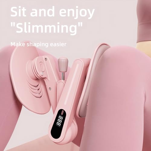 Thigh Trainer for Home Gym Workout, Pelvic Floor Muscle Exercise Devices with Adjustable Resistance for for Women Men, Inner Thigh Exerciser with Display and 20LB Resistance Band for Hip Leg Arm, Pink