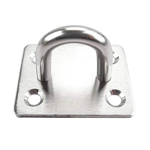 Heavy Duty Pad Eye Plate Staple Ring Hook Loop U-Shaped Sail Shade Hardware - Wall Ceiling Hammock Hooks Hanger for Swing Suspension - Stainless Steel