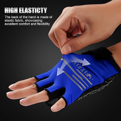 Cycling Gloves for Men and Women, Half Finger Padded Bike Gloves - color: I Dark&Blue, size: X-Large