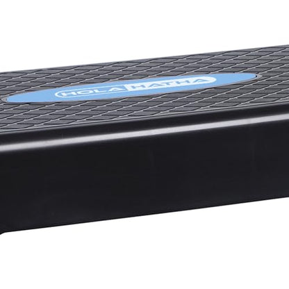 HolaHatha Compact Portable Aerobic Step Platform Exercise Fitness Equipment, Cardio Stepper with Adjustable Height for Home Gym - color: Black/Blue
