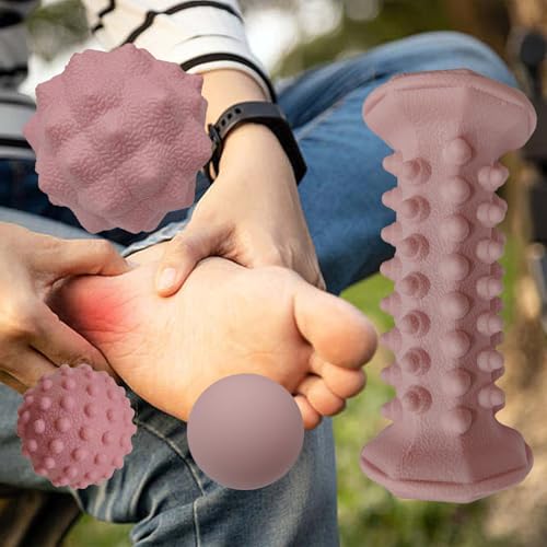 4PCS Massage Ball Set, Massage Roller for Plantar Fasciitis Relief Foot Pain Therapy, Heel Spur, Trigger Point, Back, Arm, Neck, Sore Muscle, Shoulder, Leg Circulation Roller