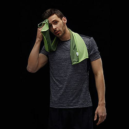 10 Pack Cooling Towels Bulk Microfiber Ice Towel Quick Dry Breathable Chilly Sweat Towel Stay Cool Towel for Neck Face Yoga Gym Workout Running Pilates Beach with Carabin Bag, 40x12'', Green - color: Green