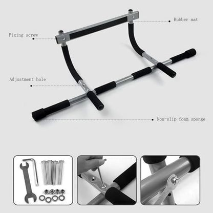 Doorway Pull Up Bar | Heavy-Duty Steel Multi-Function Fitness Chin Up Bar, Max Limit 330 lbs, Fits Standard Door Frames, No-Drill Design for Home Strength Training, Pull-ups and Push-ups