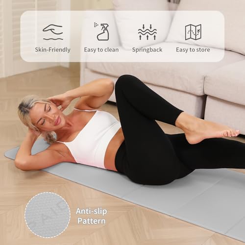 PAIDU Foldable Yoga Mat - 10mm Extra Thick, 75"26" Non-Slip Exercise Fitness Mat | SGS Eco-Certified, Portable for Yoga/Pilates/Studio/Home Workout