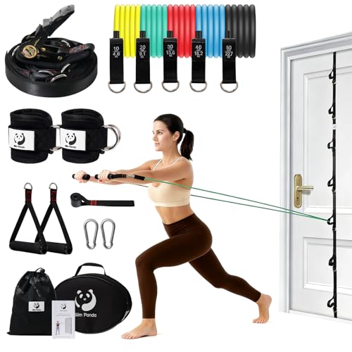 Door Anchor Strap for Resistance Bands, Door Exercise Equipment with Ratchet Adjust Tighten, Multi Point Anchor Gym Attachment, Portable Door Resistance Bands for Home Gym Workouts - style: 15 Pcs Set (Anchor + Resistance Bands Set)