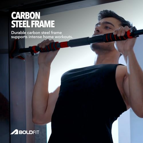 Boldfit Pull Up Bars For Home Workout -Chin Up Bar Gym Accessories for Men Door Way Adjustable Hanging Rod Without Screw, Anti-skid Grip, Strength Training Exercise Bar- Pullup Bar