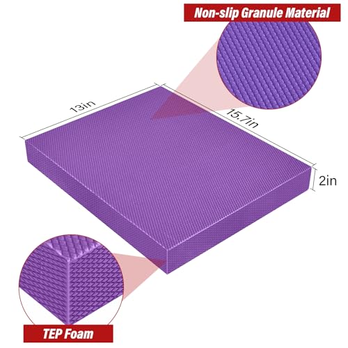 Balance Pad- Foam Balance Pad for Workout, Non-Slip & Water-Resistant Stability Trainer Mat, Soft TPE Exercise Foam Mat for Rehabilitation Stability,Physical Therapy,Fitness,Yoga (15.7" * 13" * 2") - color: Purple