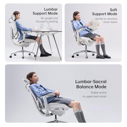 SIHOO Doro C300 Pro V2 Ergonomic Office Chair, 135° Recline, 2 Packs, White - color: White, size: Pack of 2