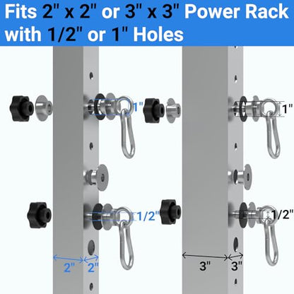 Heavy-Duty Power Rack Attachments, Quick-Install Home Gym Accessories for 2x2, 2x3 & 3x3 Power Racks, Fits 1/2" & 1" Holes - color: Rack-Mounted Olympic Barbell Holder