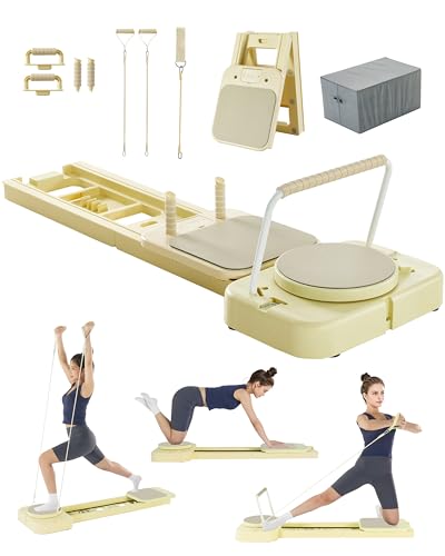 Pilates Board, Foldable Pilates Portable Reformer 2026 for Home Use, Pilates Equipment for Home Workouts, Portable & Travel Friendly, 9-in-1 Full Body Sculpting & Core Training