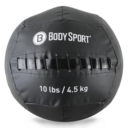 Body Sport Wall Ball, 10 lb. Heavy-Duty Fitness Tool with Durable Design - Strength Training, High-Impact Exercises, and Cross-Training - Ideal for Home Gym and Commercial Use