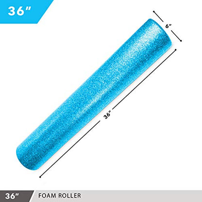High-Density Foam Roller - color: Solid Blue, size: 36"
