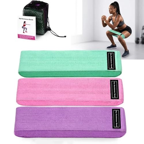 Resistance Bands Set 3 Pack Woven Non Slip 3 Resistance Levels for Home Fitness Yoga Pilates Booty Workout for Women Men
