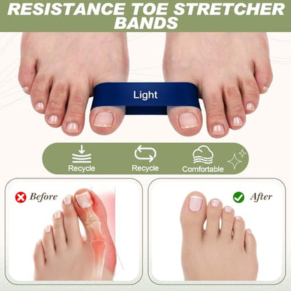 Konohan Cork Massage Balls & Toe Stretching Bands Set Includes 4 Peanut & Round Myofascial Release Balls, 2 Toe Stretching Bands and 1 Storage Bag for Plantar Fascia Relief, Foot Pain Therapy Tools