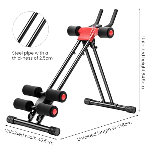 Abdominal Roller,Adjustable Ab Workout Equipment,Ab Machine Full Body Workout for Home Gym,Strength Training Exercise Equipment,Foldable Waist Trainer Suitable for Beginner Speed Up Core
