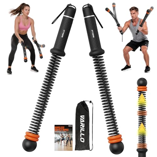 Ropeless Battle Ropes for Home Gym, Portable Cordless Weighted Battle Rope - size: Adjustable Black